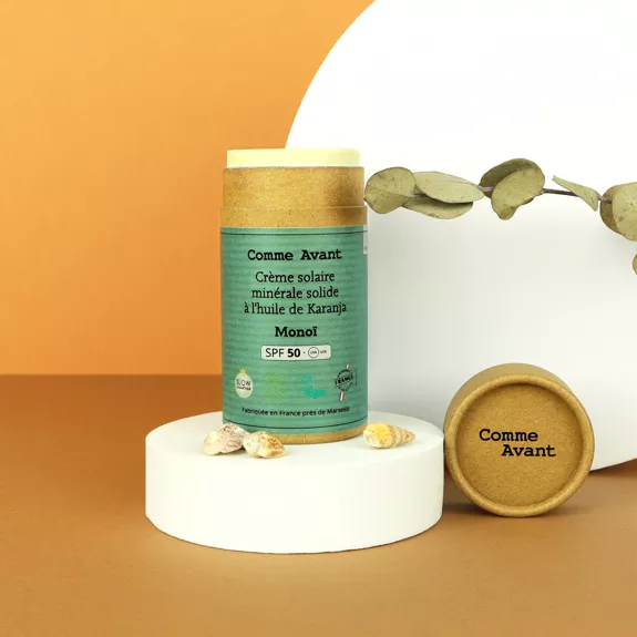 Crème solaire minérale solide SPF50 - Monoï - Comme Avant