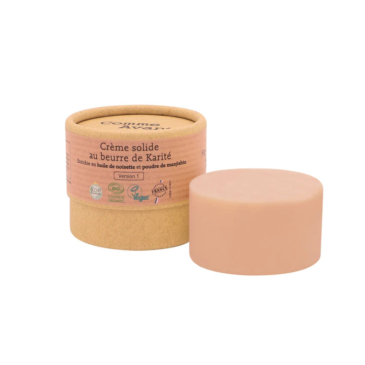 Crème Solide Bio À L'Huile De Noisette &amp; Poudre De Manjishta - Comme Avant
