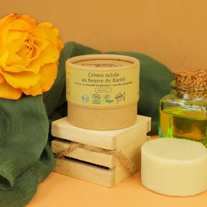 Crème Solide Bio Naturelle Au Plantain &amp; Poudre De Jujubier - Comme Avant