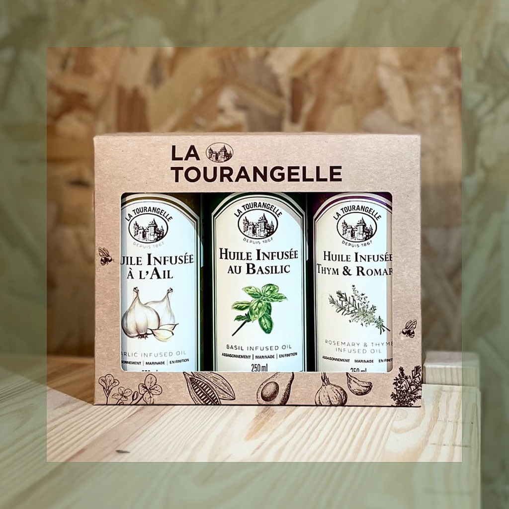 Trio D'huiles Infusées (Basilic, Ail &amp; Thym Romarin) 3X250ml - La tourangelle