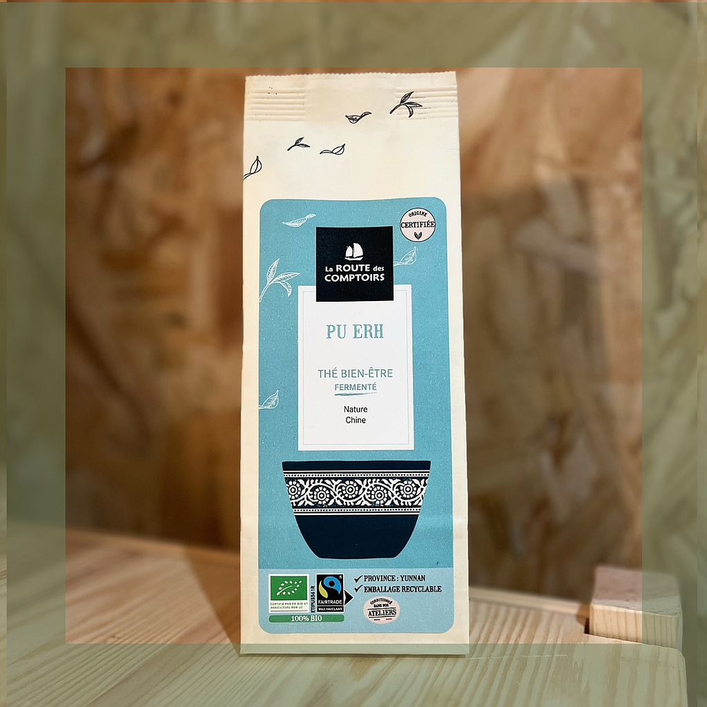 Thé vert Pu erh bio 100g - La route des comptoirs
