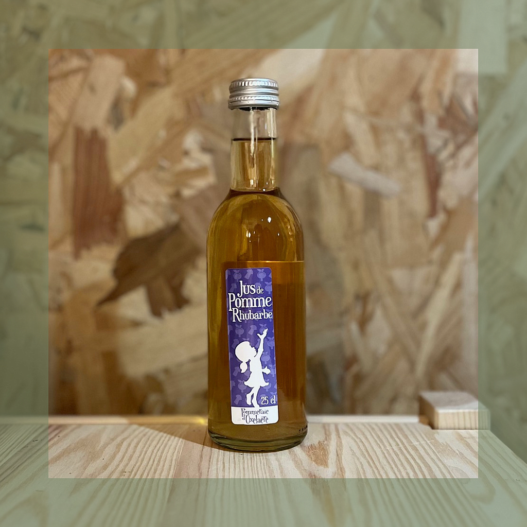 Jus de pomme rhubarbe 25CL - La pommeraie d'Oxelaëre