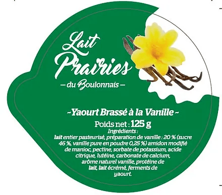Yaourt Vanille - Lait prairies du boulonnais