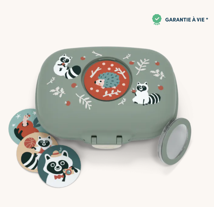 Boîte à goûter vert racoon - Mon bento
