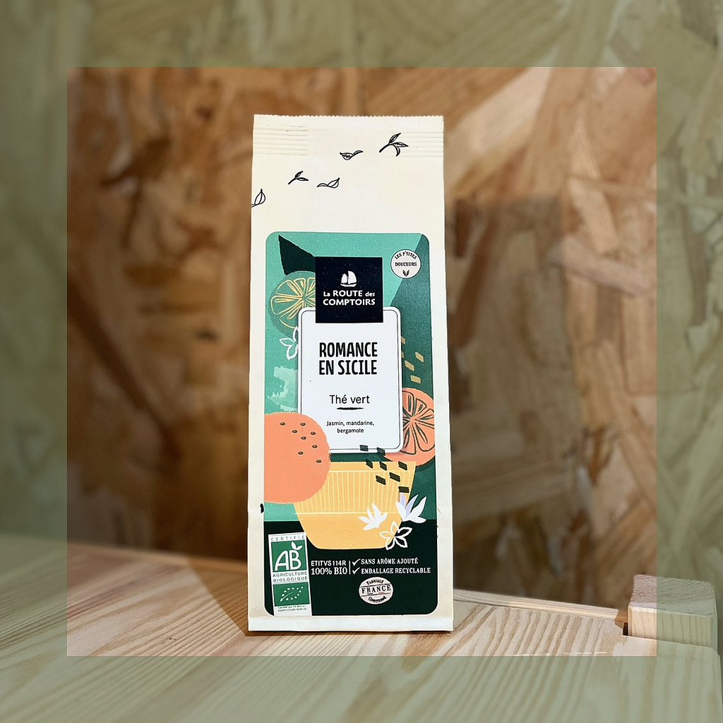 Thé vert romance en Sicile 100g bio - La route des comptoirs