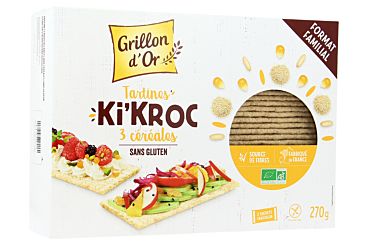 Tartines Ki'Kroc 3 Céréales (Riz, Maïs, Quinoa) Sans Gluten Bio