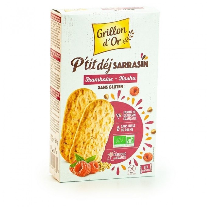 Biscuits Petit-Déjeuner Sarrasin Framboise Kasha Bio 150G